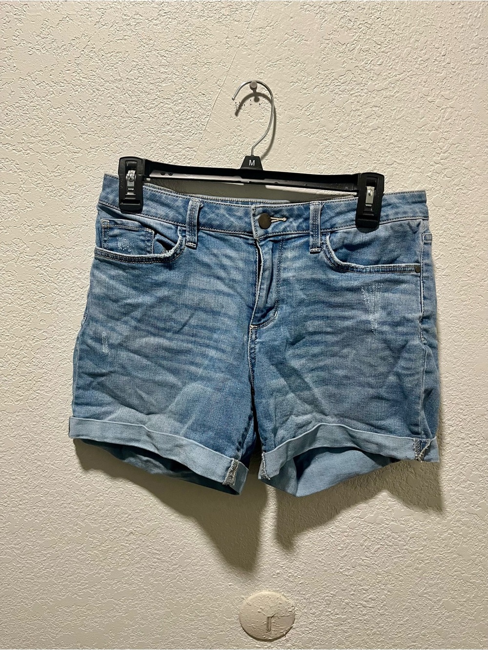 a.n.a. Classic Light Blue Denim Roll-Cuff Shorts